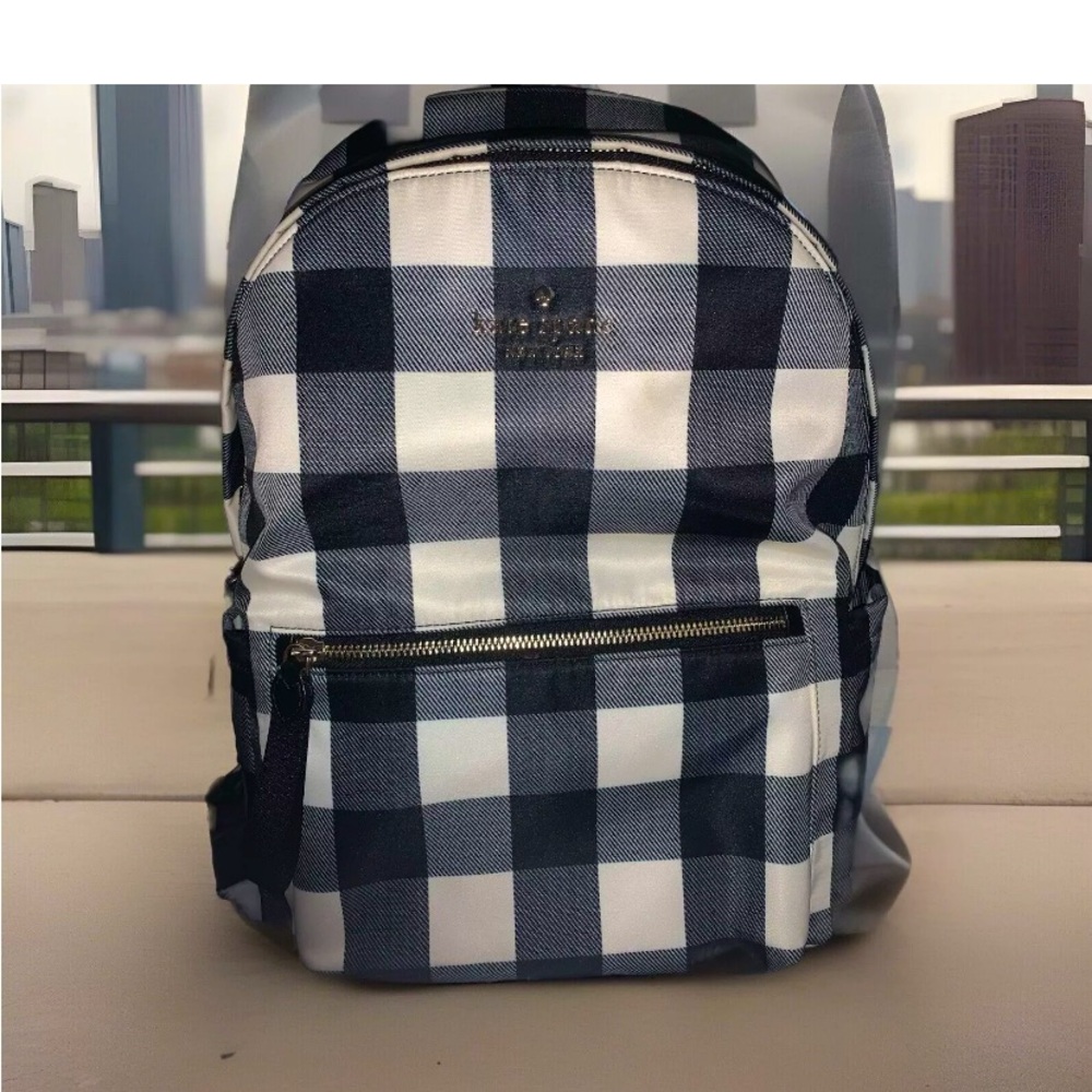 Kate Spade gingham plaid backpack Large